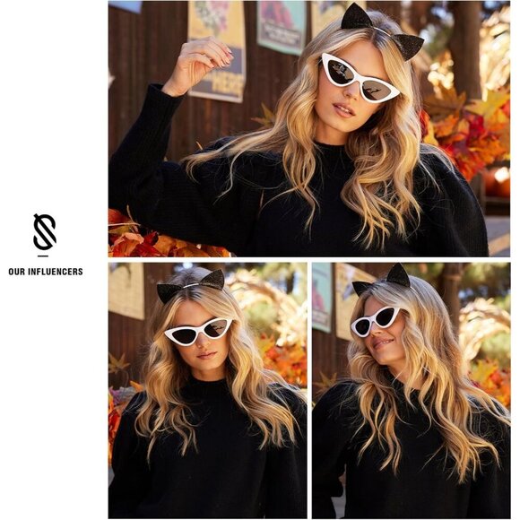 ❤️Women Black Retro Vintage Narrow Sunglasses Clout Goggles Plastic Frame Cardi - Picture 4 of 5